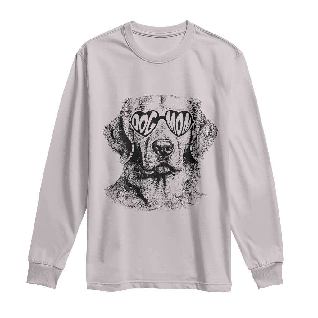 Funny Golden Retirever Dog Mom Long Sleeve Shirt Heart Shaped Sunglasses