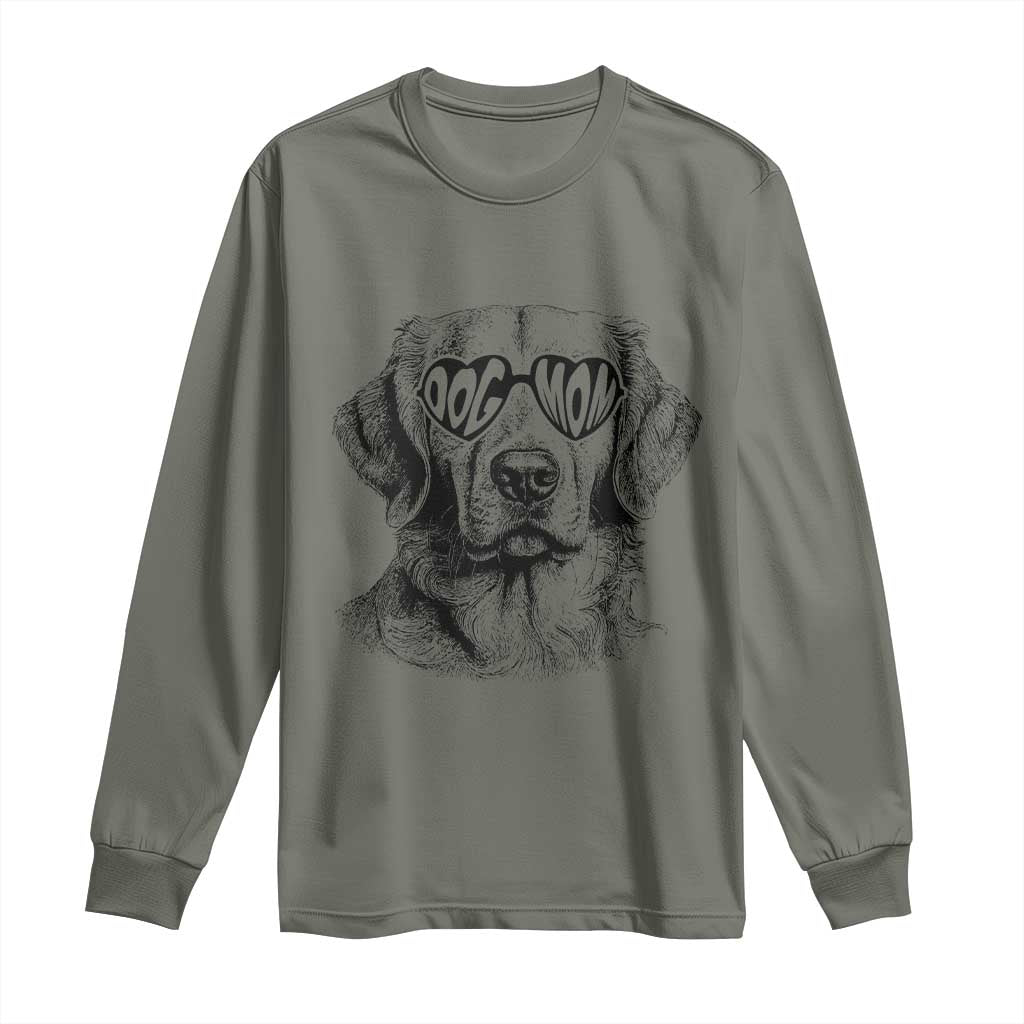 Funny Golden Retirever Dog Mom Long Sleeve Shirt Heart Shaped Sunglasses