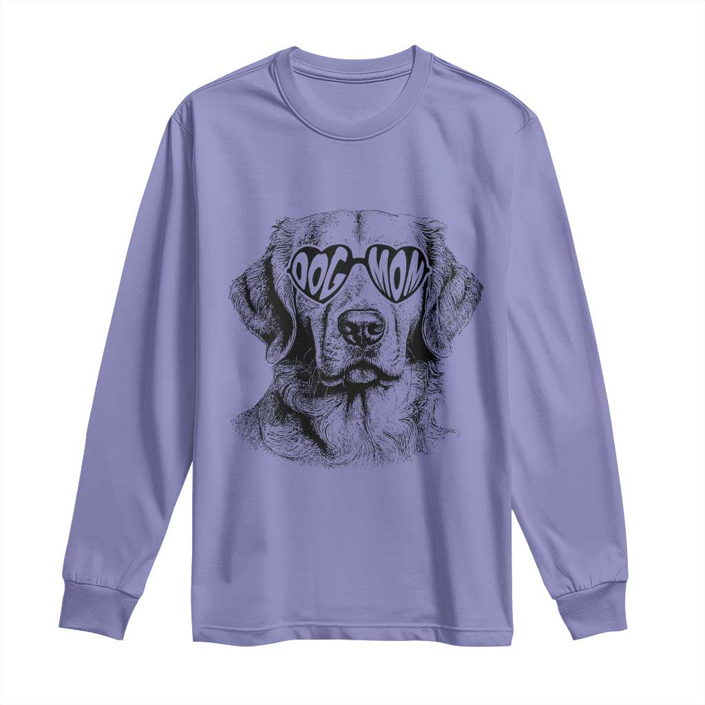 Funny Golden Retirever Dog Mom Long Sleeve Shirt Heart Shaped Sunglasses