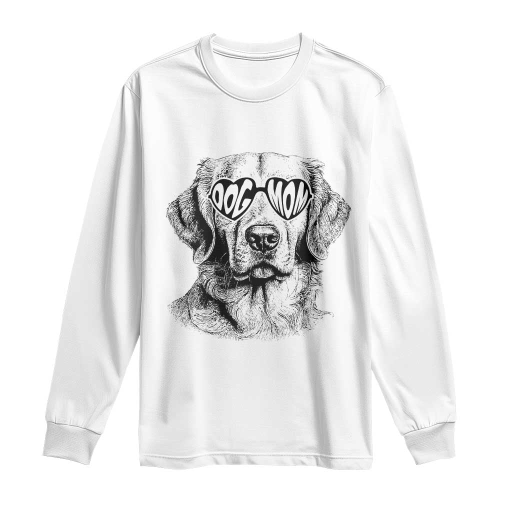 Funny Golden Retirever Dog Mom Long Sleeve Shirt Heart Shaped Sunglasses