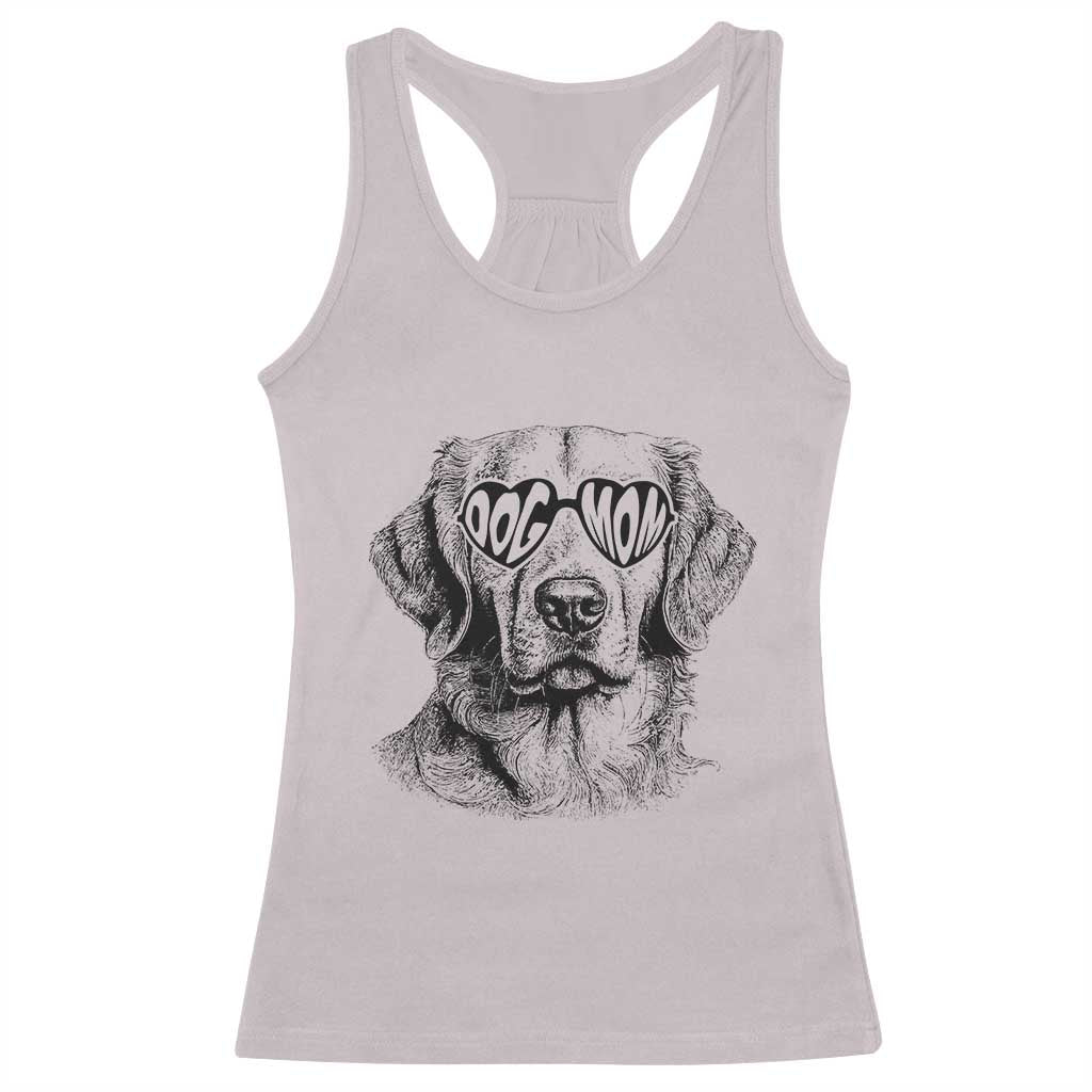 Funny Golden Retirever Dog Mom Racerback Tank Top Heart Shaped Sunglasses