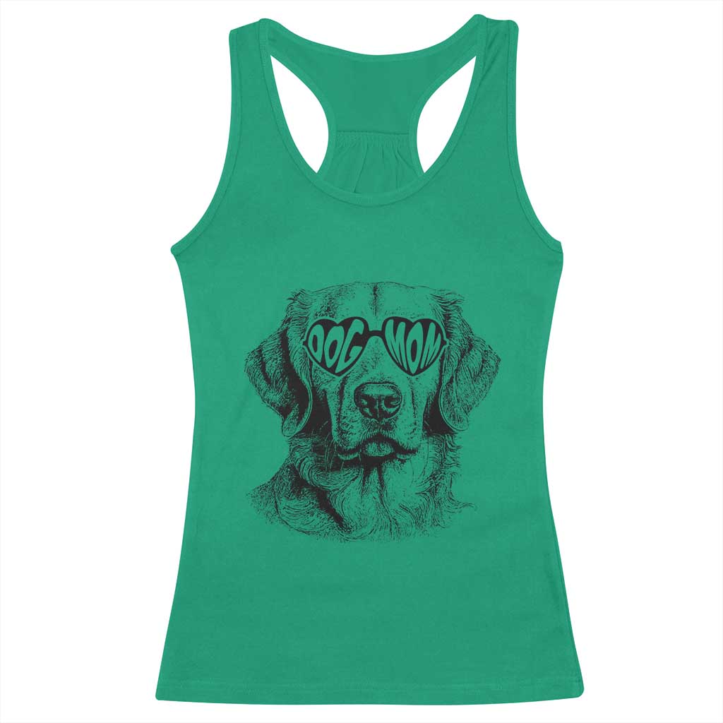 Funny Golden Retirever Dog Mom Racerback Tank Top Heart Shaped Sunglasses