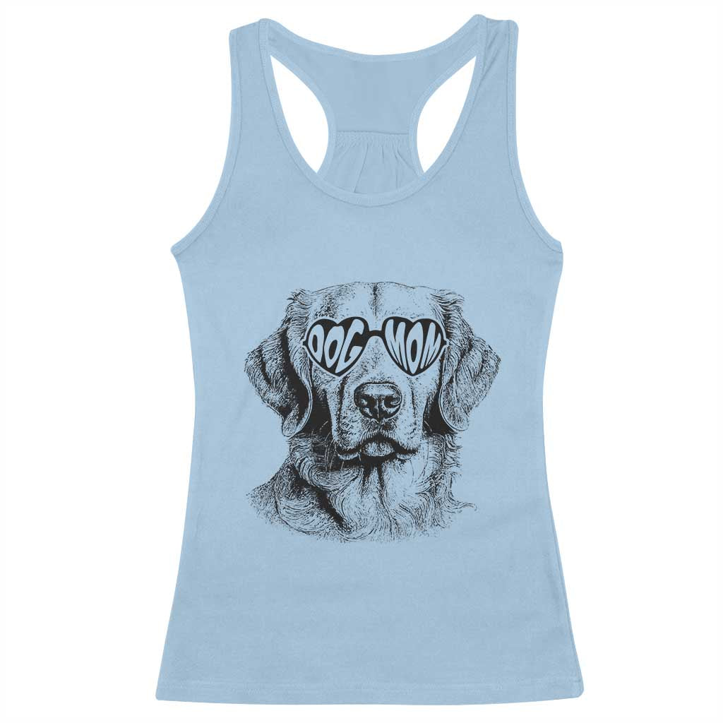 Funny Golden Retirever Dog Mom Racerback Tank Top Heart Shaped Sunglasses