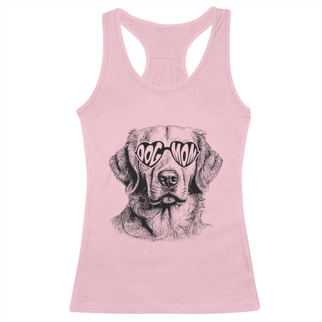 Funny Golden Retirever Dog Mom Racerback Tank Top Heart Shaped Sunglasses