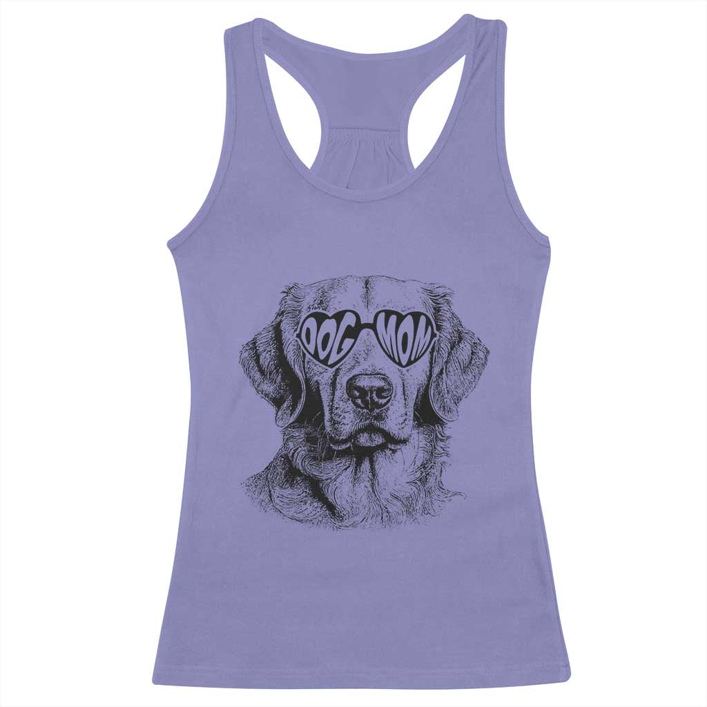 Funny Golden Retirever Dog Mom Racerback Tank Top Heart Shaped Sunglasses