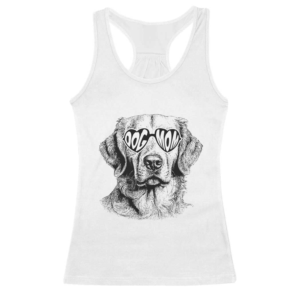 Funny Golden Retirever Dog Mom Racerback Tank Top Heart Shaped Sunglasses