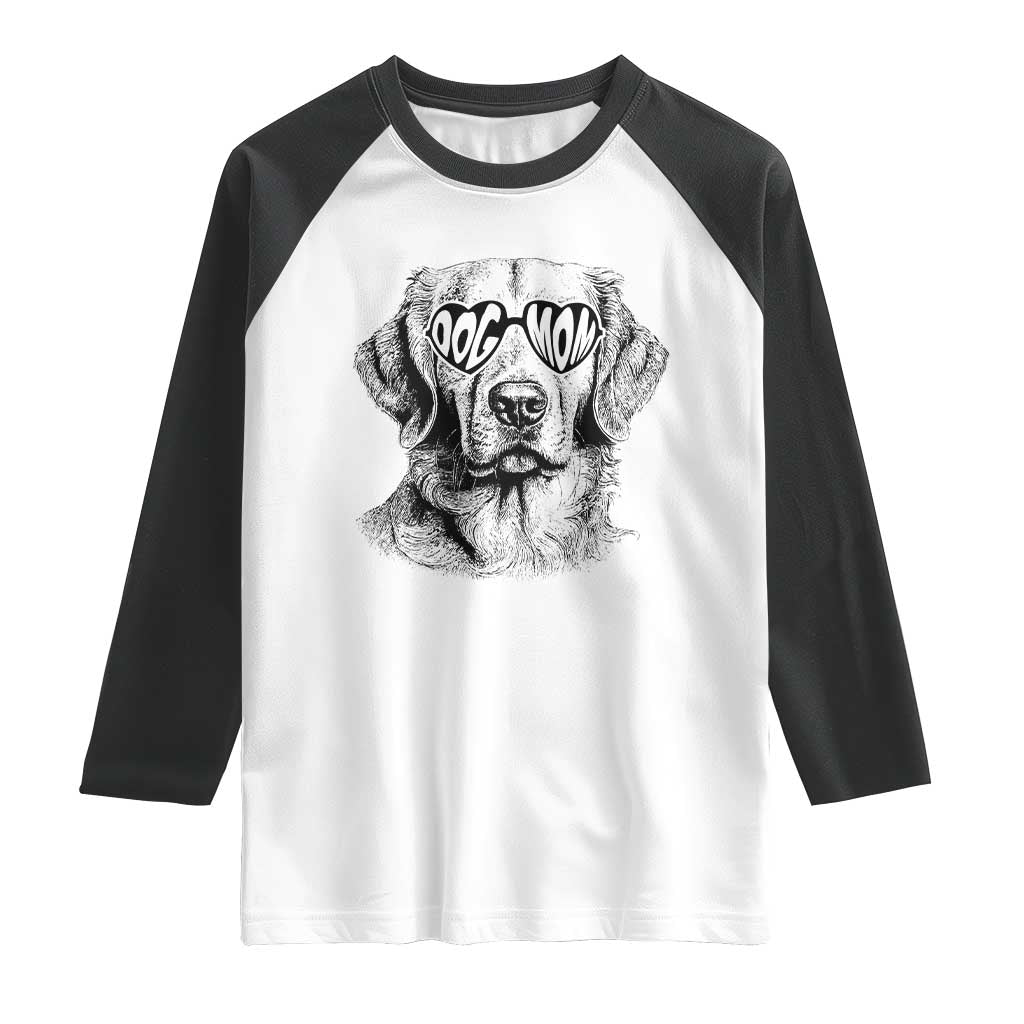 Funny Golden Retirever Dog Mom Raglan Shirt Heart Shaped Sunglasses