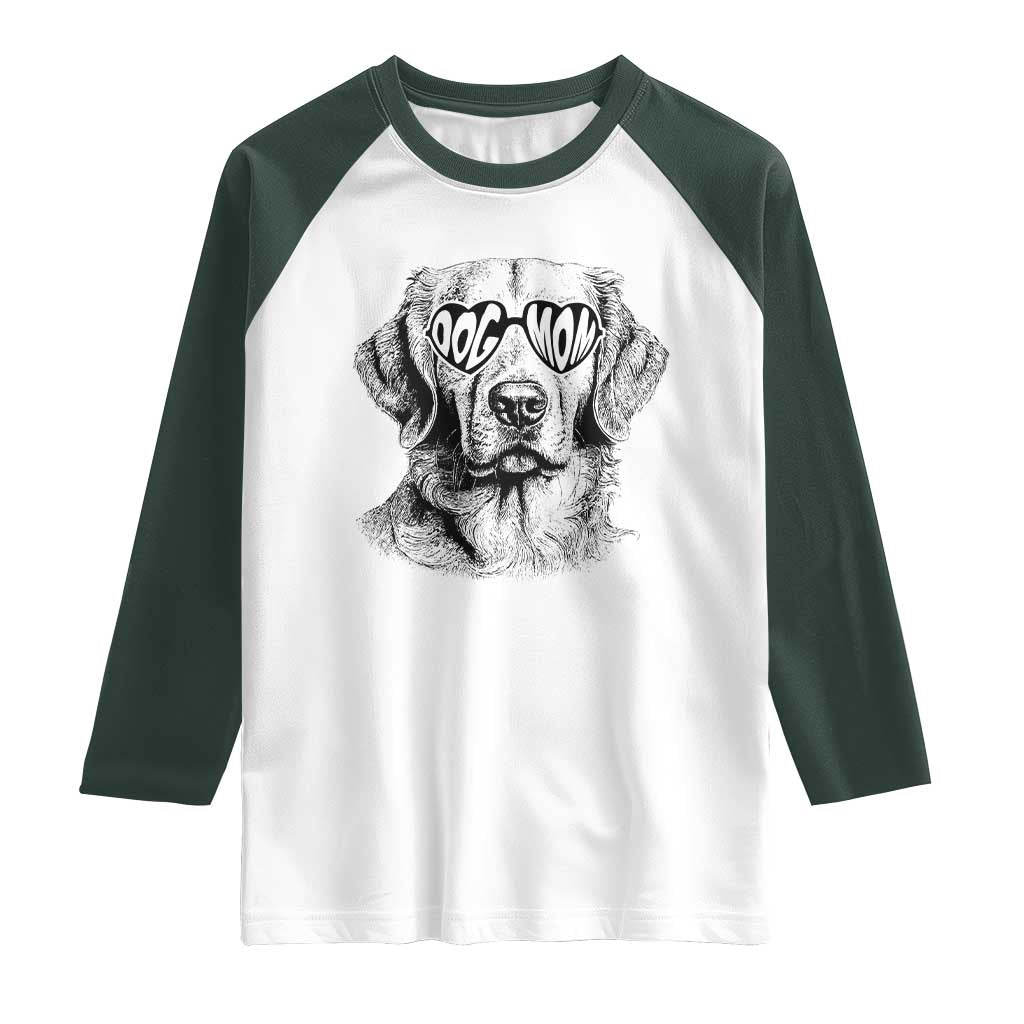 Funny Golden Retirever Dog Mom Raglan Shirt Heart Shaped Sunglasses