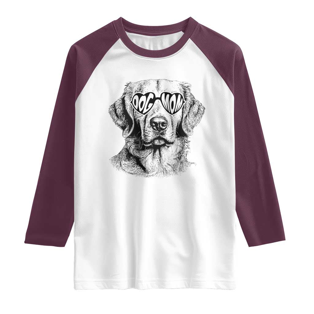 Funny Golden Retirever Dog Mom Raglan Shirt Heart Shaped Sunglasses