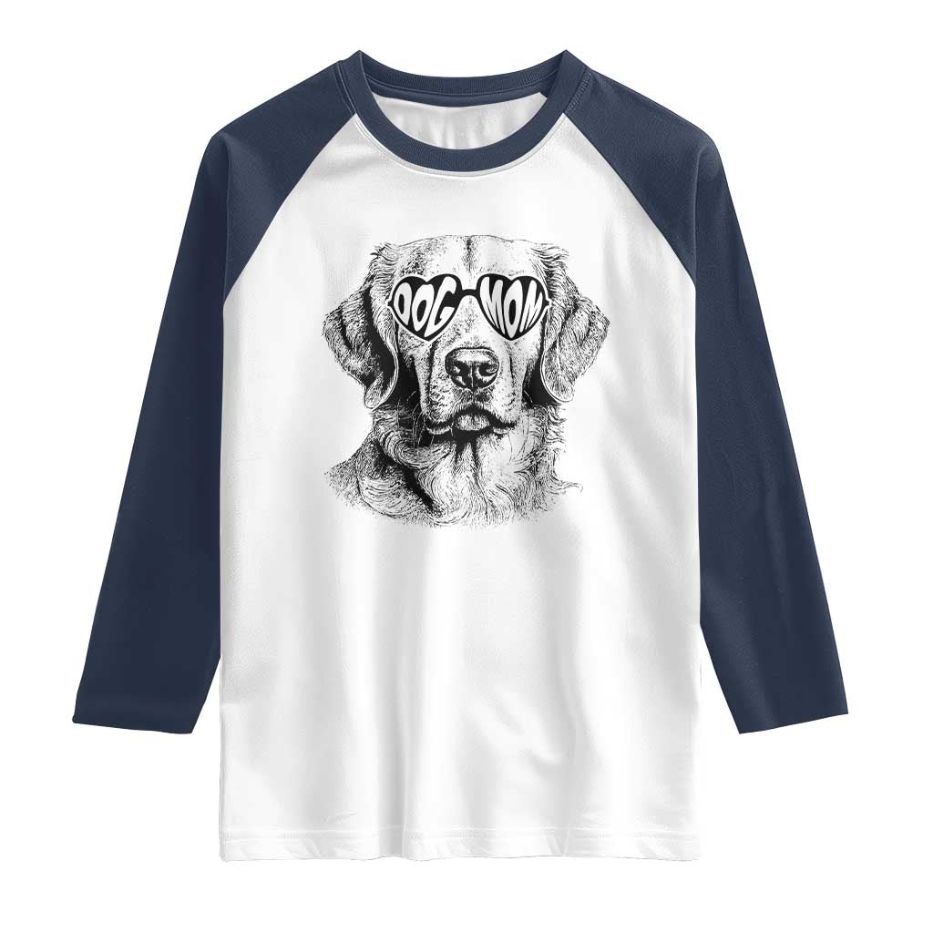 Funny Golden Retirever Dog Mom Raglan Shirt Heart Shaped Sunglasses
