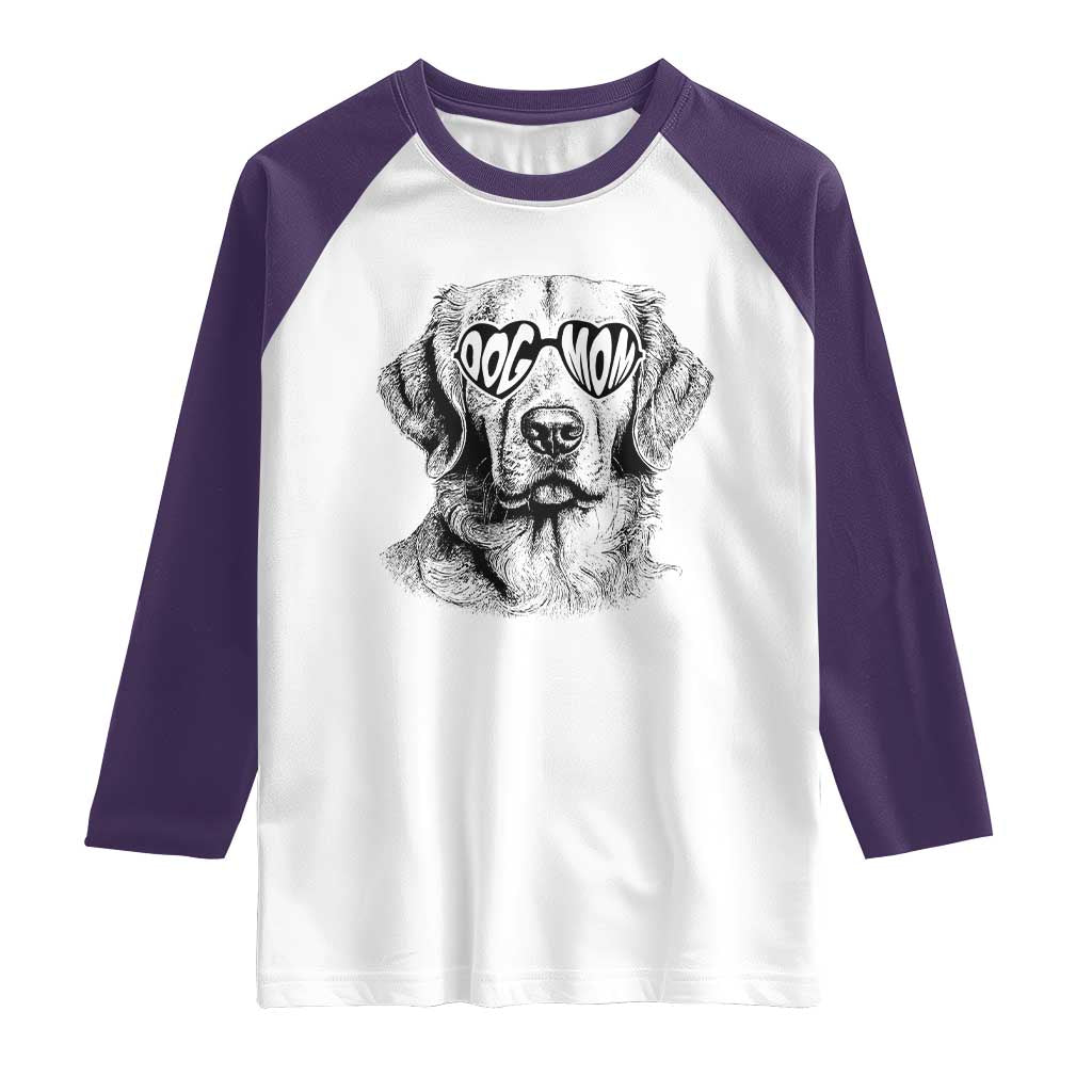 Funny Golden Retirever Dog Mom Raglan Shirt Heart Shaped Sunglasses