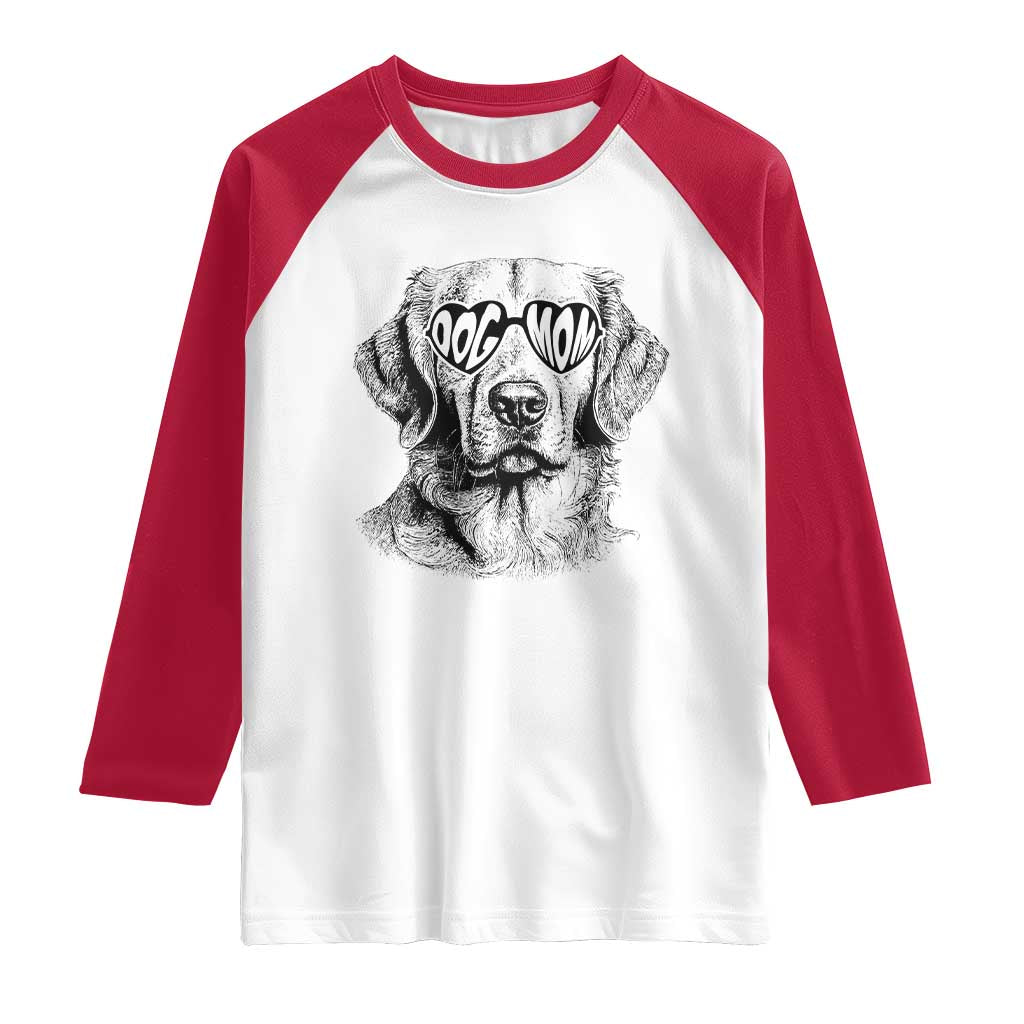 Funny Golden Retirever Dog Mom Raglan Shirt Heart Shaped Sunglasses