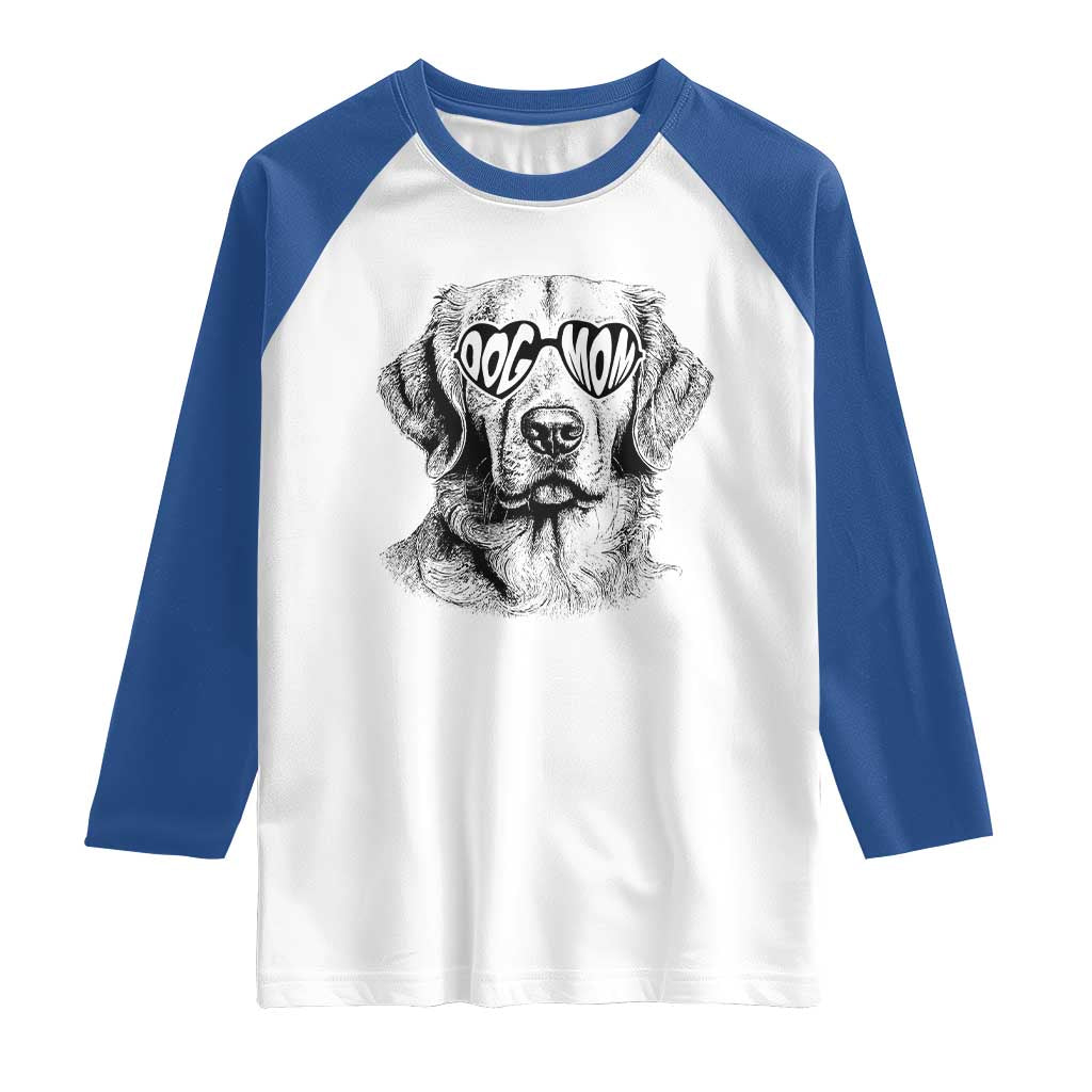 Funny Golden Retirever Dog Mom Raglan Shirt Heart Shaped Sunglasses