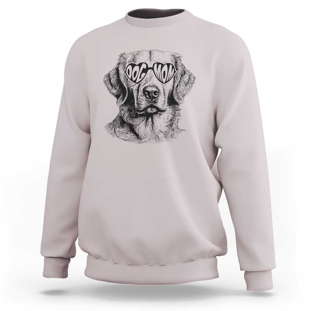 Funny Golden Retirever Dog Mom Sweatshirt Heart Shaped Sunglasses