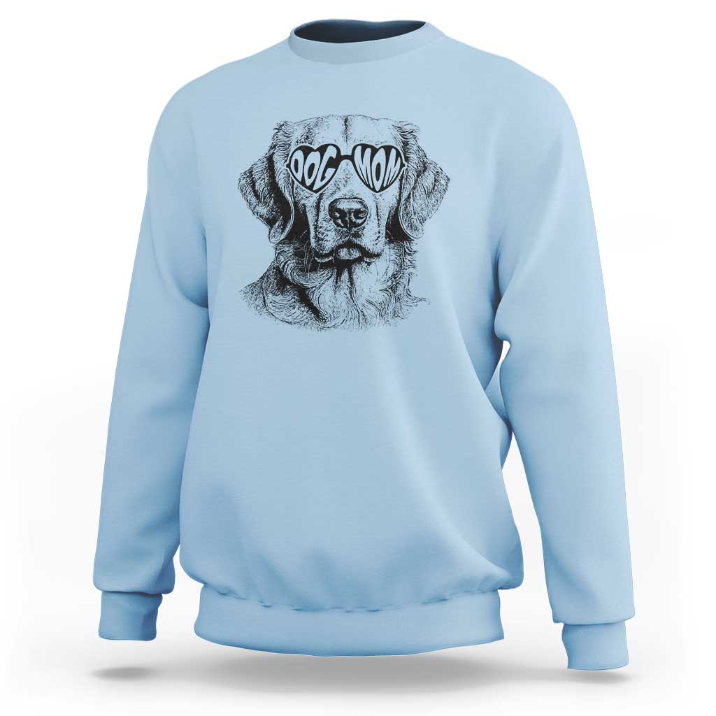 Funny Golden Retirever Dog Mom Sweatshirt Heart Shaped Sunglasses