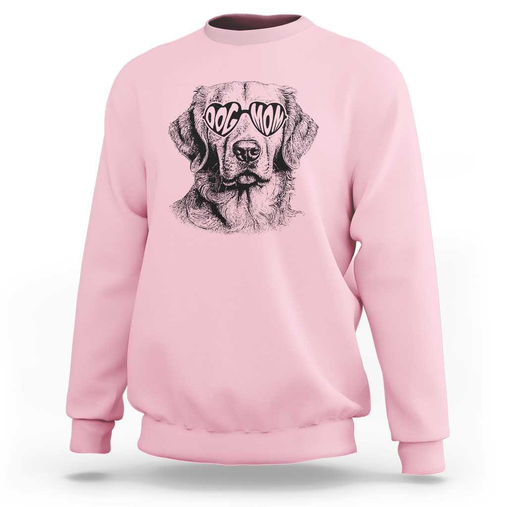 Funny Golden Retirever Dog Mom Sweatshirt Heart Shaped Sunglasses