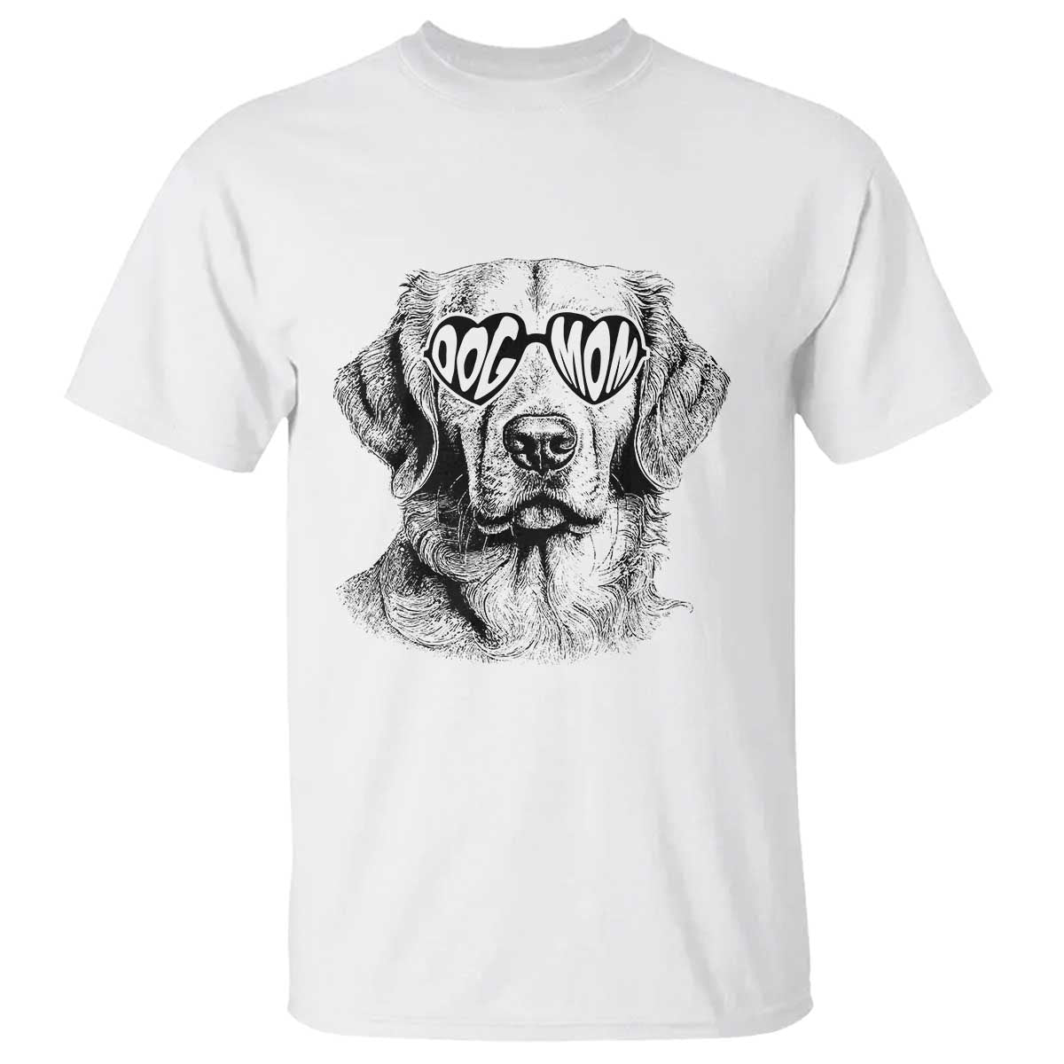 Funny Golden Retirever Dog Mom T Shirt Heart Shaped Sunglasses
