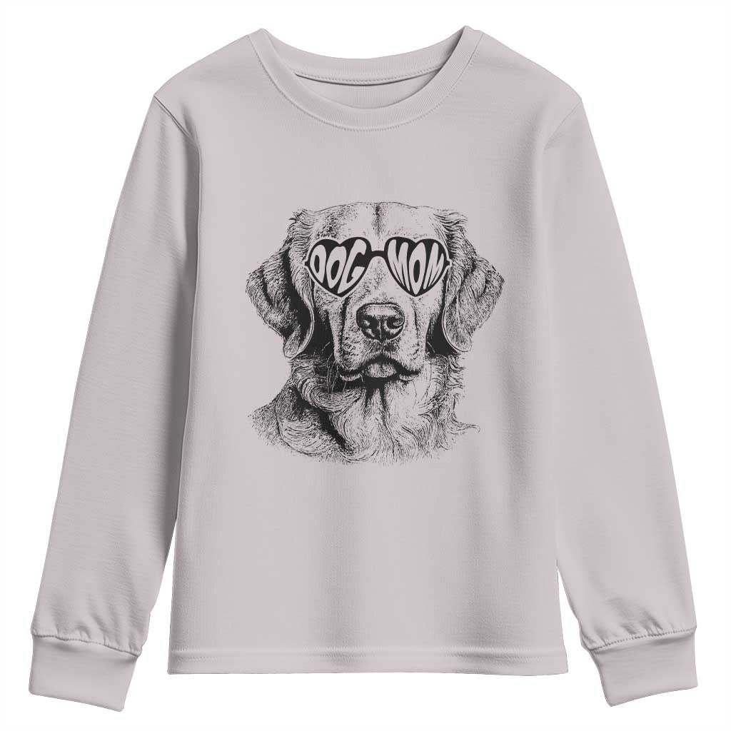Funny Golden Retirever Dog Mom Youth Sweatshirt Heart Shaped Sunglasses