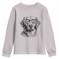 Funny Golden Retirever Dog Mom Youth Sweatshirt Heart Shaped Sunglasses