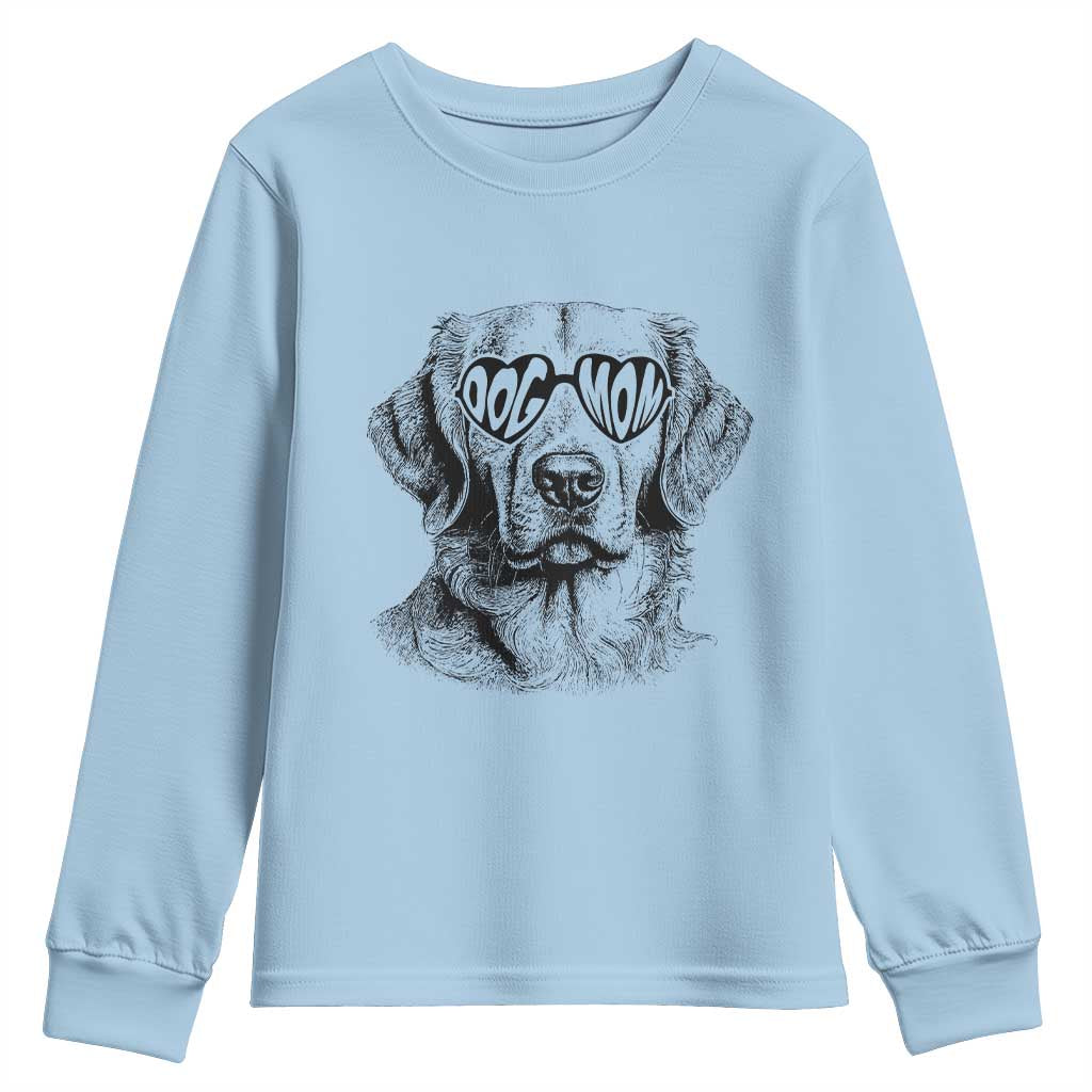 Funny Golden Retirever Dog Mom Youth Sweatshirt Heart Shaped Sunglasses
