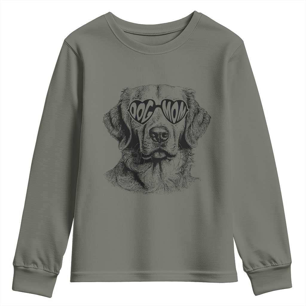 Funny Golden Retirever Dog Mom Youth Sweatshirt Heart Shaped Sunglasses