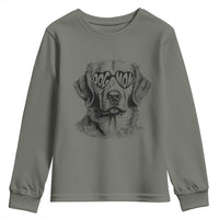 Funny Golden Retirever Dog Mom Youth Sweatshirt Heart Shaped Sunglasses