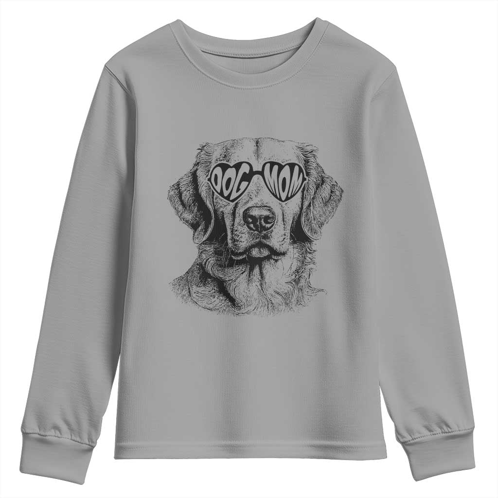 Funny Golden Retirever Dog Mom Youth Sweatshirt Heart Shaped Sunglasses