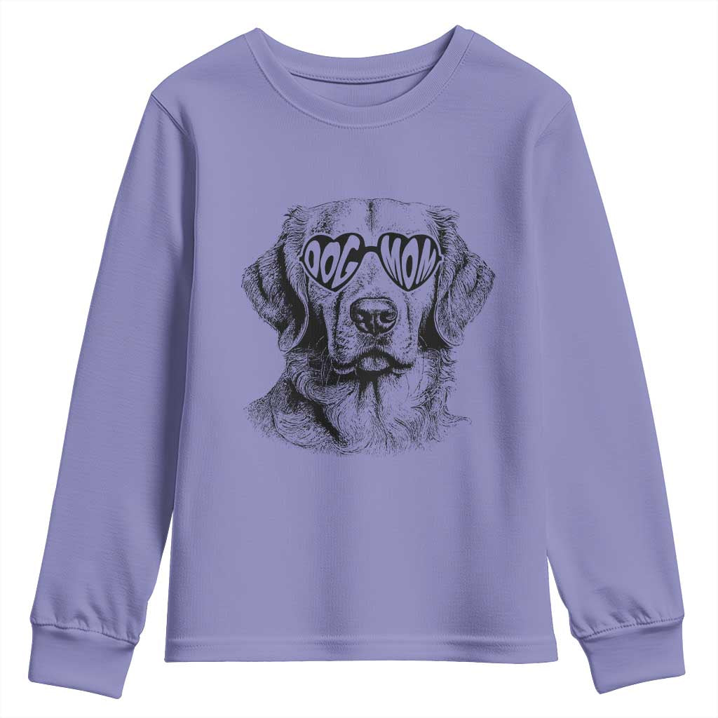 Funny Golden Retirever Dog Mom Youth Sweatshirt Heart Shaped Sunglasses