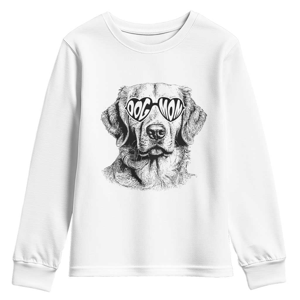 Funny Golden Retirever Dog Mom Youth Sweatshirt Heart Shaped Sunglasses