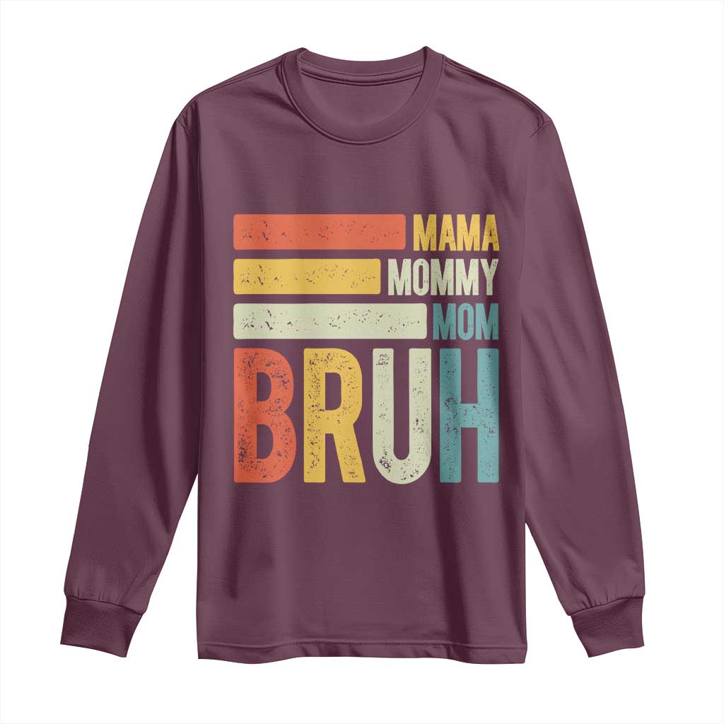 Funny Mama Mommy Mom Bruh Long Sleeve Shirt Mother's Day Vintage Stripes