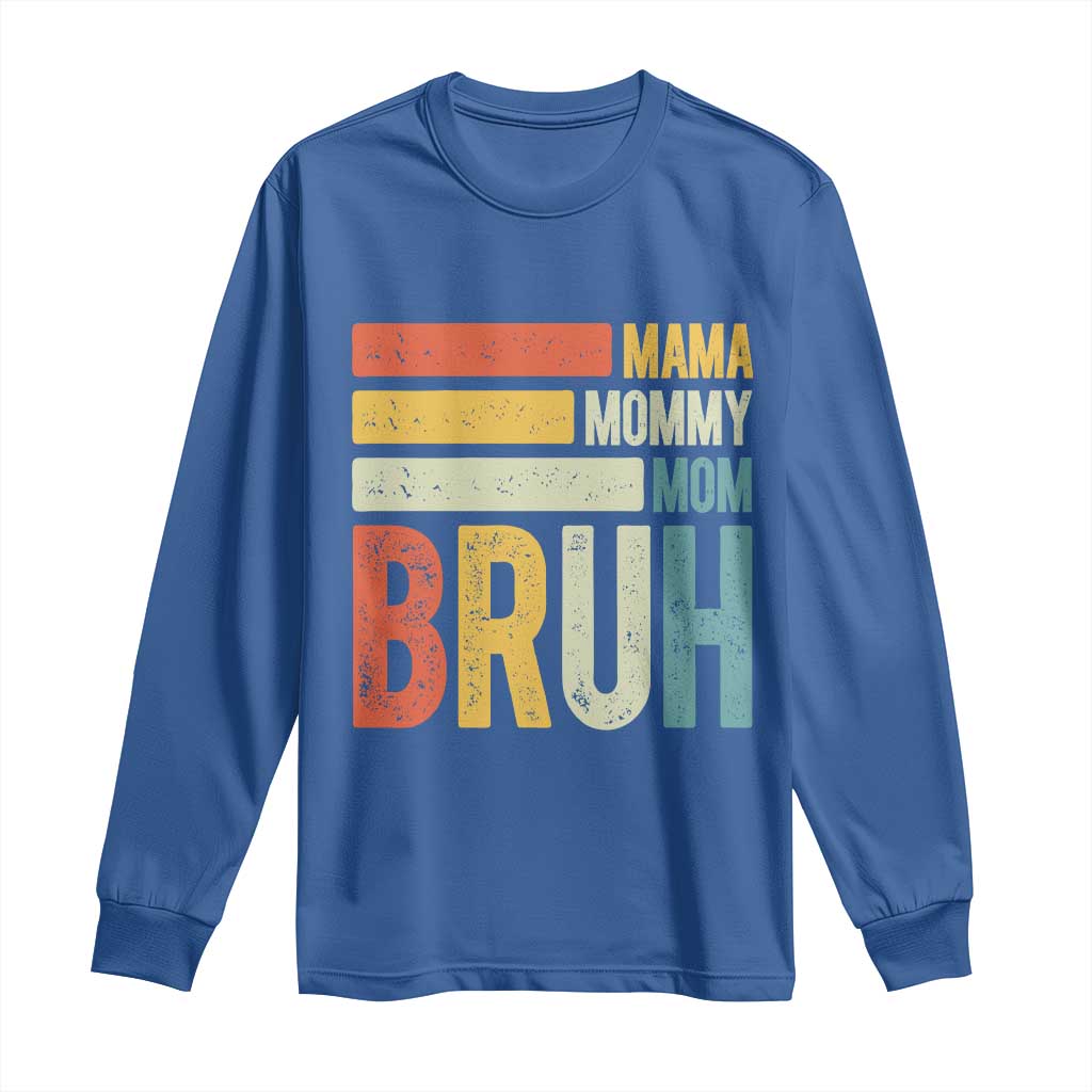 Funny Mama Mommy Mom Bruh Long Sleeve Shirt Mother's Day Vintage Stripes