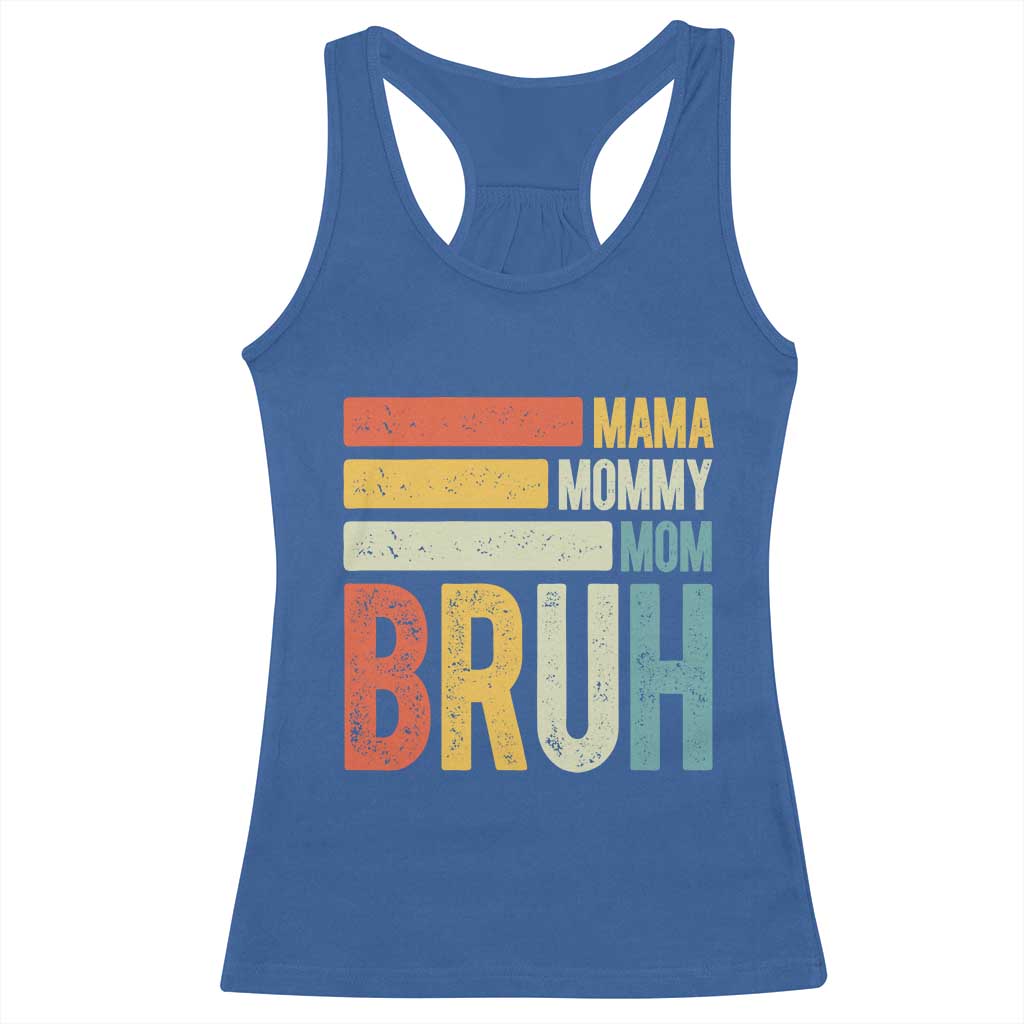Funny Mama Mommy Mom Bruh Racerback Tank Top Mother's Day Vintage Stripes