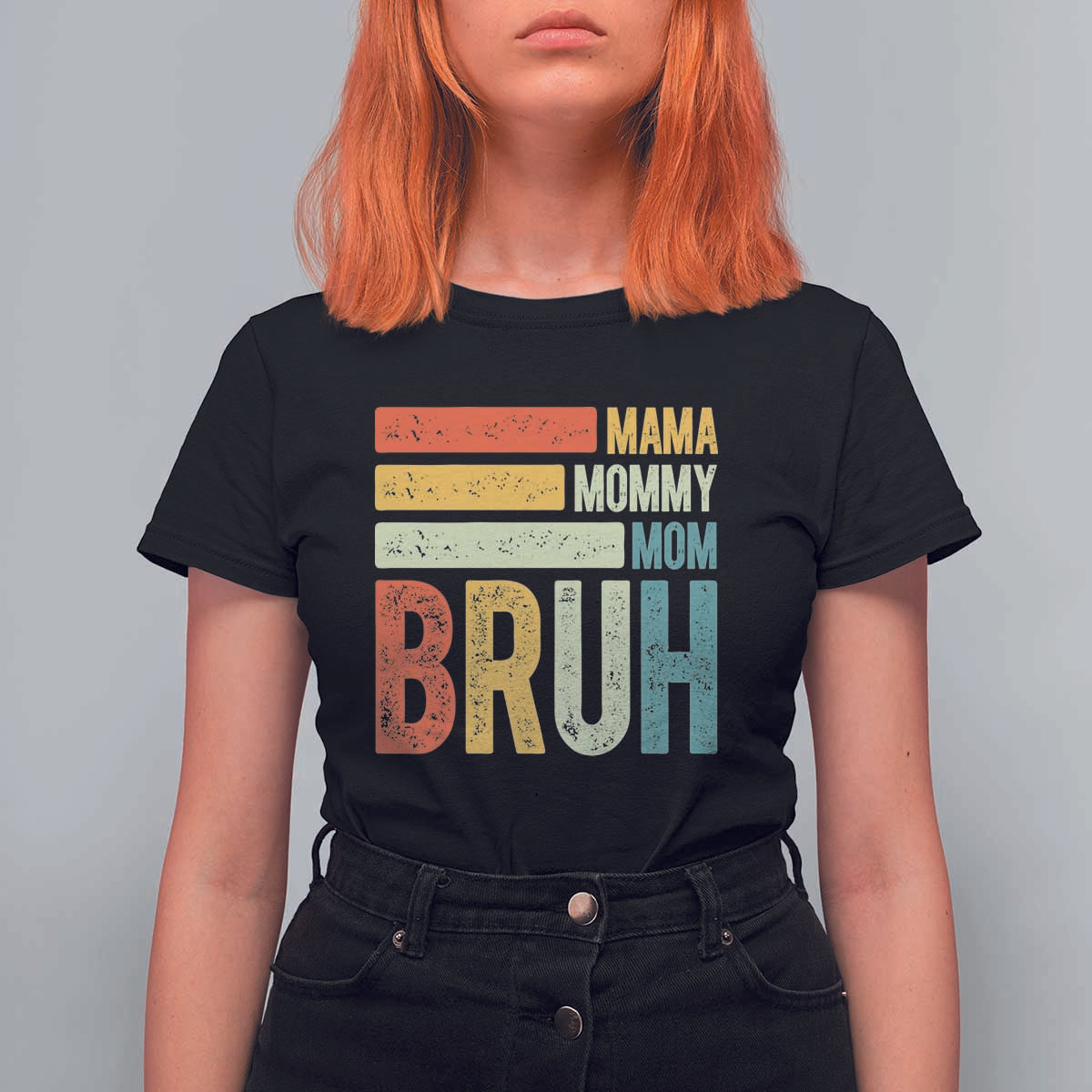 Funny Mama Mommy Mom Bruh T Shirt For Women Mother's Day Vintage Stripes