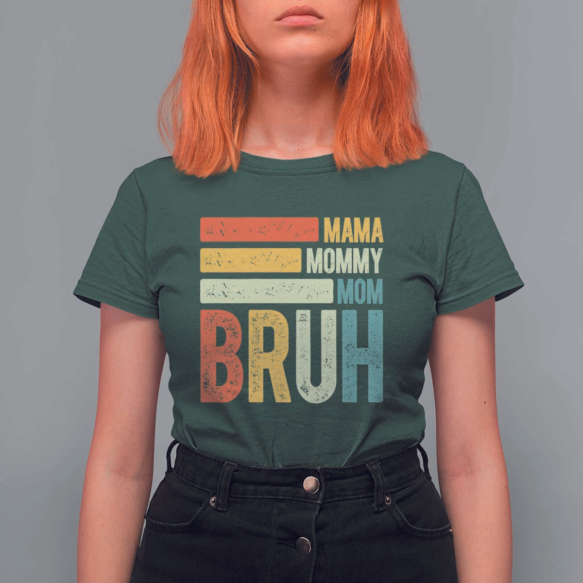 Funny Mama Mommy Mom Bruh T Shirt For Women Mother's Day Vintage Stripes