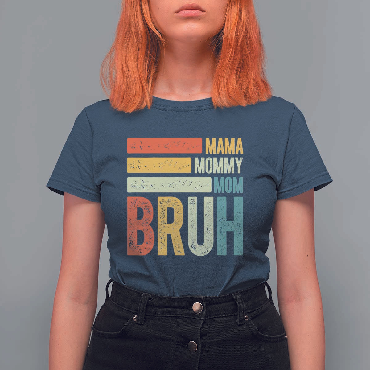 Funny Mama Mommy Mom Bruh T Shirt For Women Mother's Day Vintage Stripes