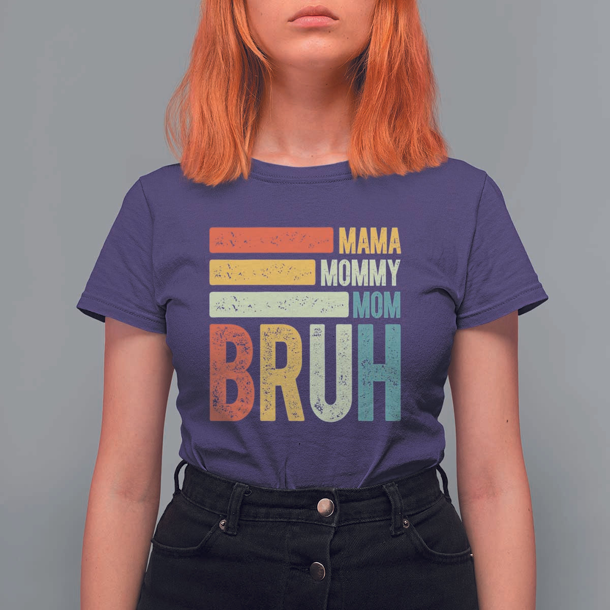 Funny Mama Mommy Mom Bruh T Shirt For Women Mother's Day Vintage Stripes
