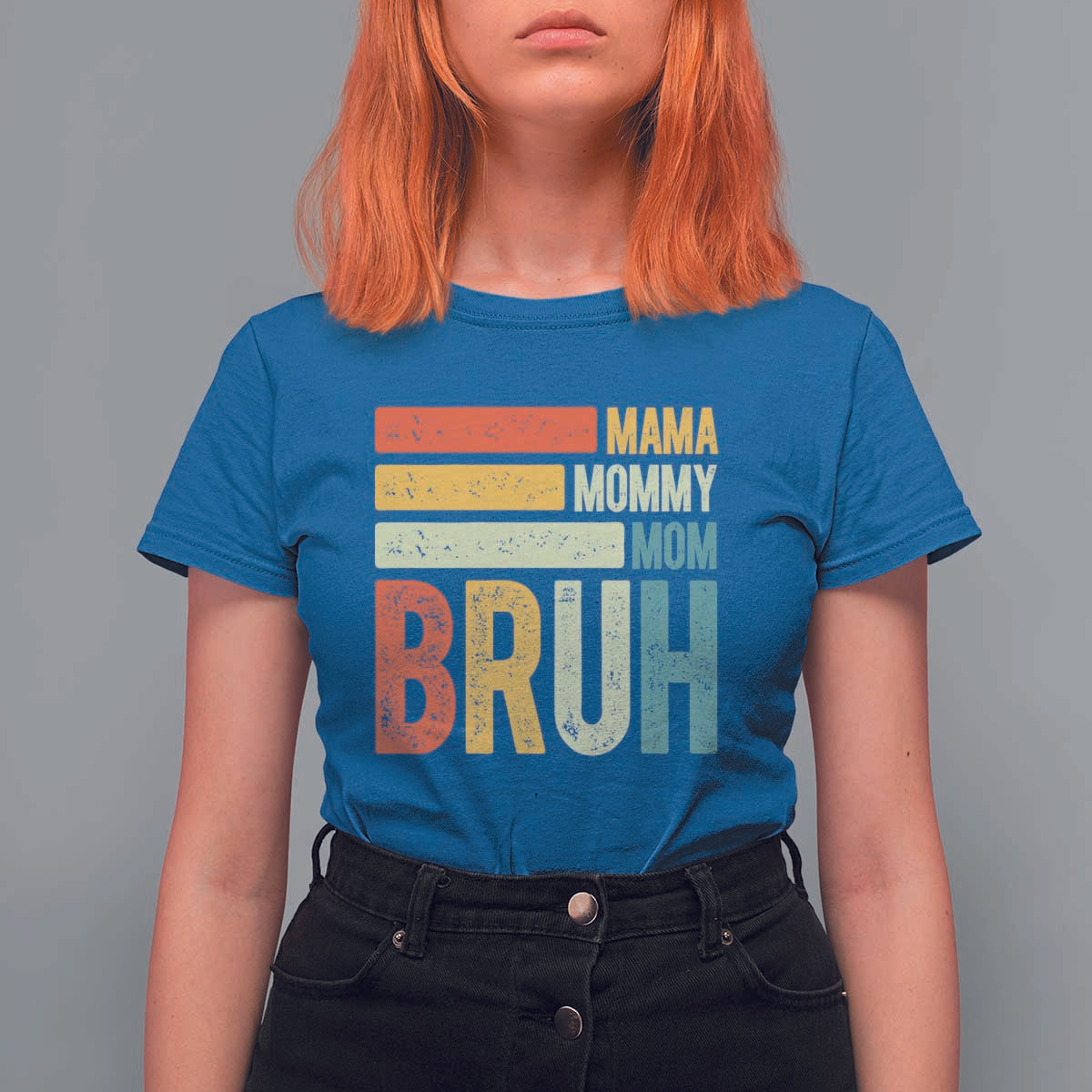 Funny Mama Mommy Mom Bruh T Shirt For Women Mother's Day Vintage Stripes