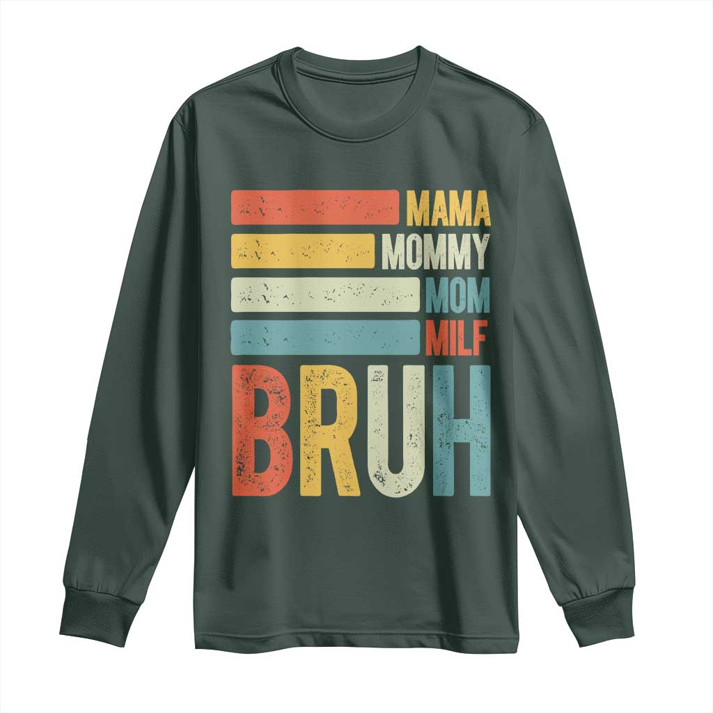 Funny Mama Mommy Mom Milf Bruh Long Sleeve Shirt Mother's Day Vintage Stripes