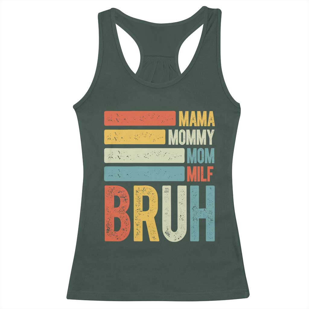 Funny Mama Mommy Mom Milf Bruh Racerback Tank Top Mother's Day Vintage Stripes
