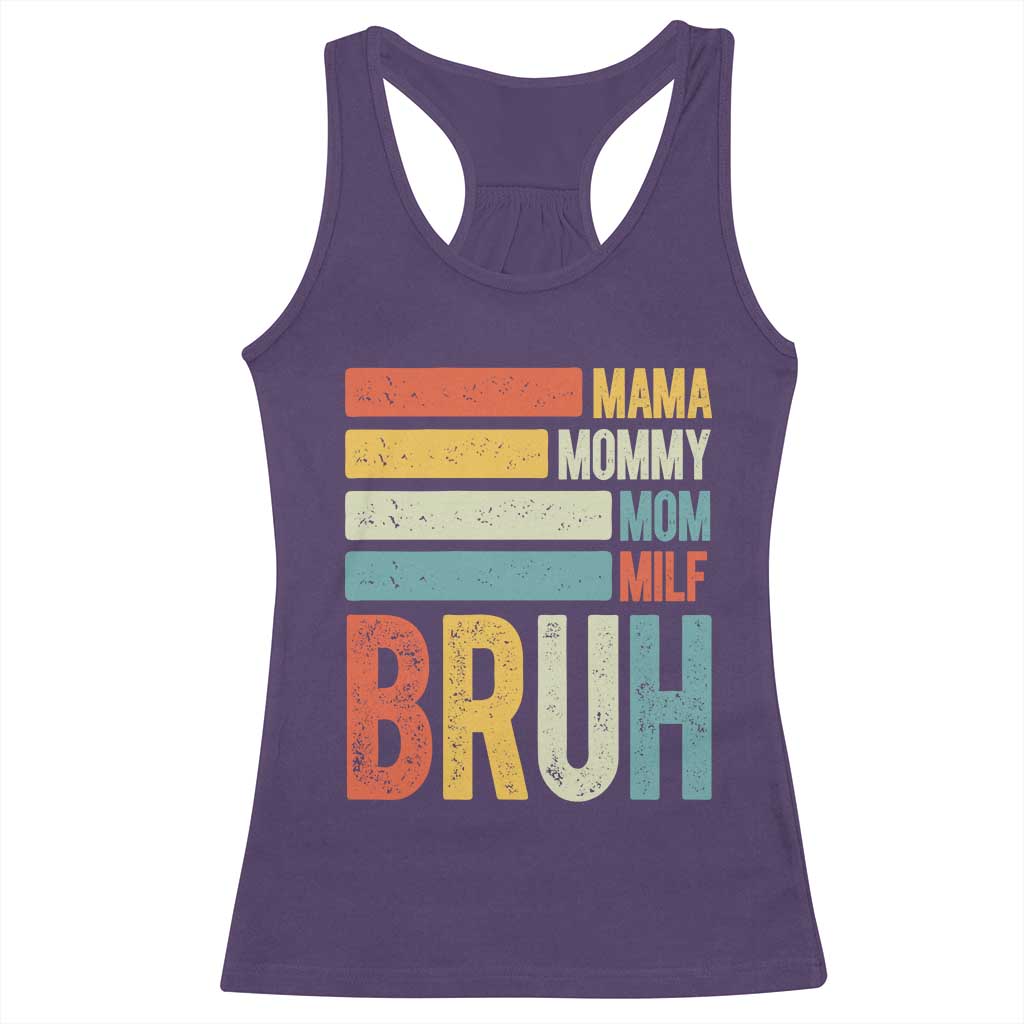Funny Mama Mommy Mom Milf Bruh Racerback Tank Top Mother's Day Vintage Stripes