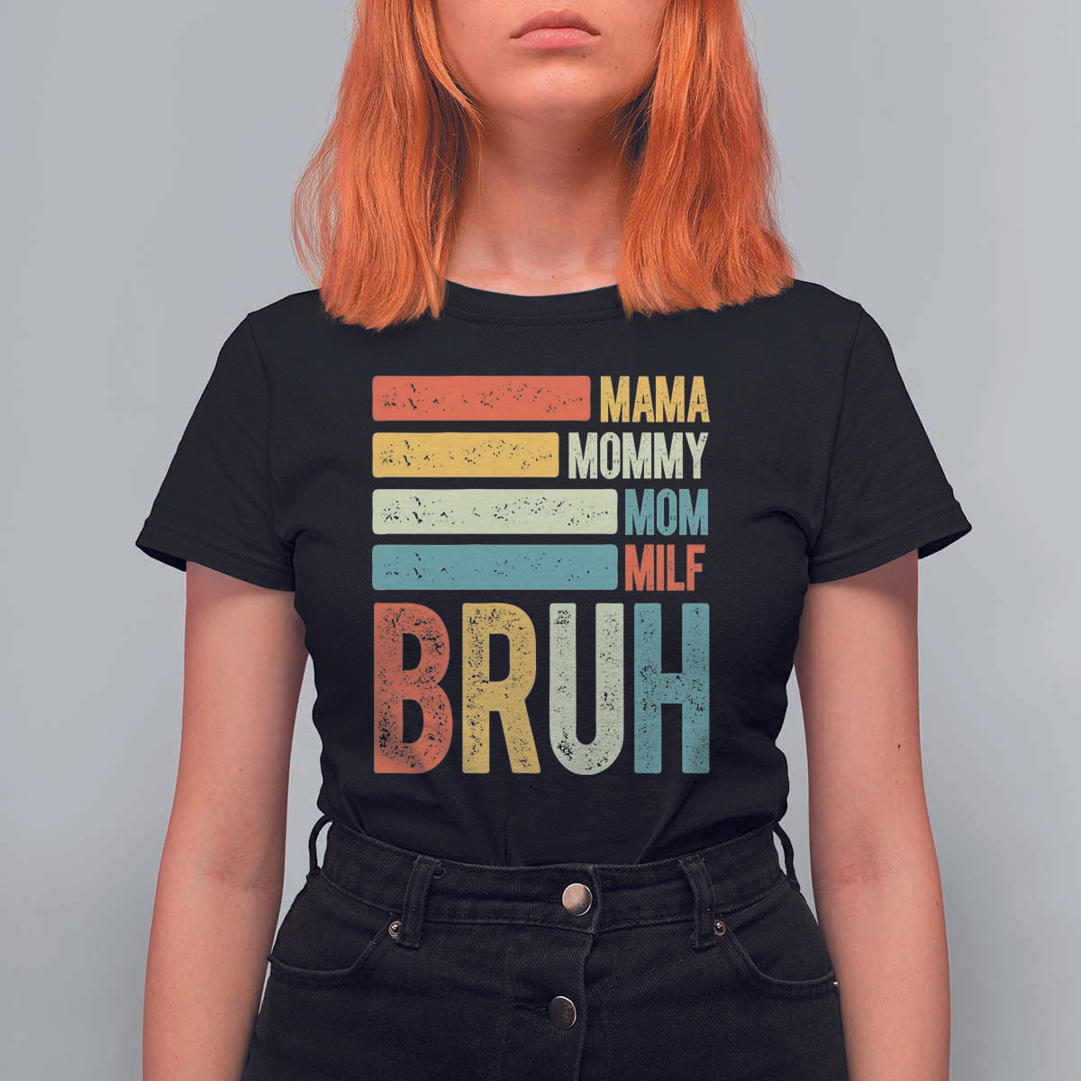 Funny Mama Mommy Mom Milf Bruh T Shirt For Women Mother's Day Vintage Stripes