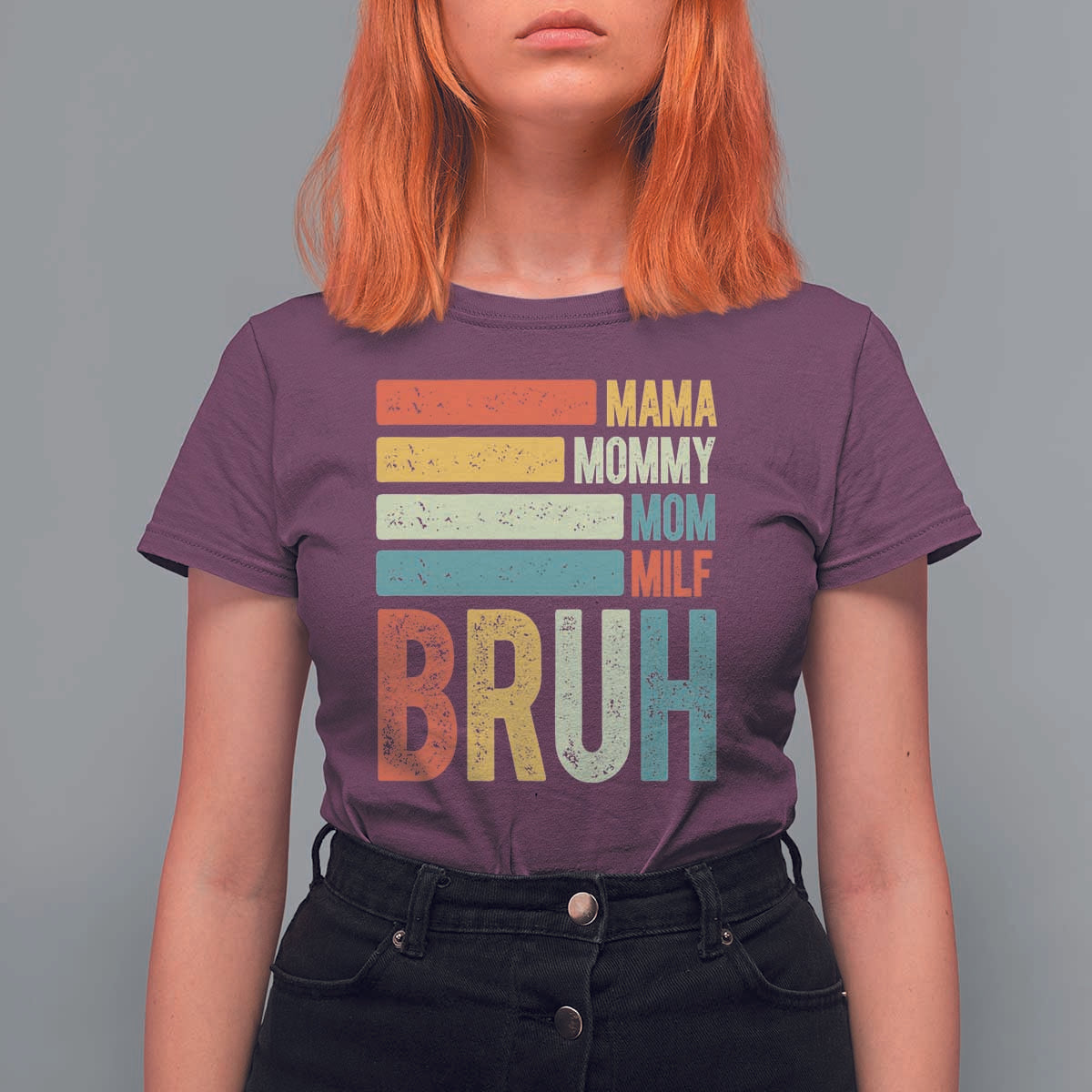 Funny Mama Mommy Mom Milf Bruh T Shirt For Women Mother's Day Vintage Stripes