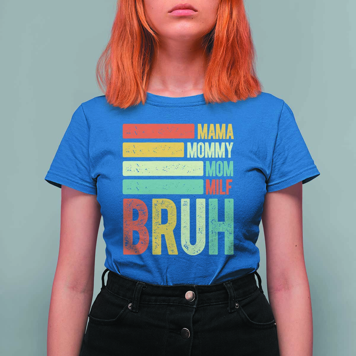 Funny Mama Mommy Mom Milf Bruh T Shirt For Women Mother's Day Vintage Stripes
