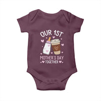 Funny Our First Mother's Day Together Baby Onesie Mom And Baby Matching Milk Coffee