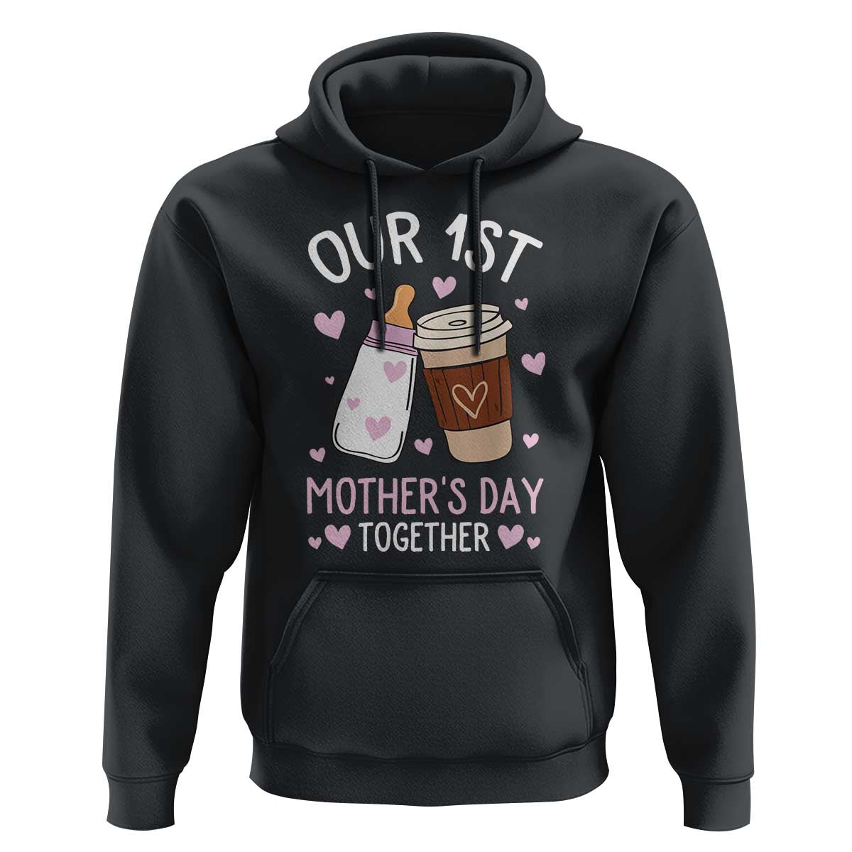 Funny Our First Mother's Day Together Hoodie Mom And Baby Matching Milk Coffee