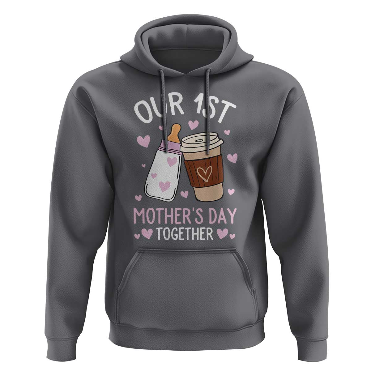 Funny Our First Mother's Day Together Hoodie Mom And Baby Matching Milk Coffee