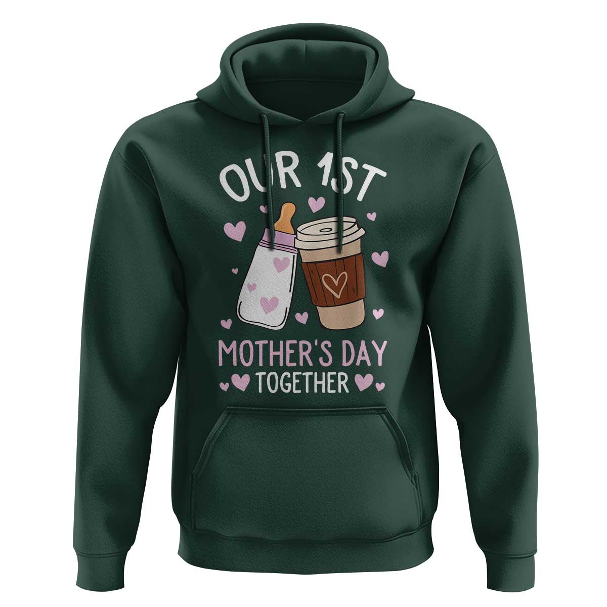 Funny Our First Mother's Day Together Hoodie Mom And Baby Matching Milk Coffee