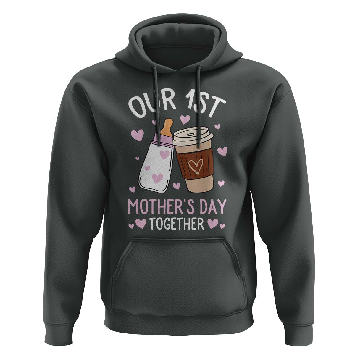 Funny Our First Mother's Day Together Hoodie Mom And Baby Matching Milk Coffee