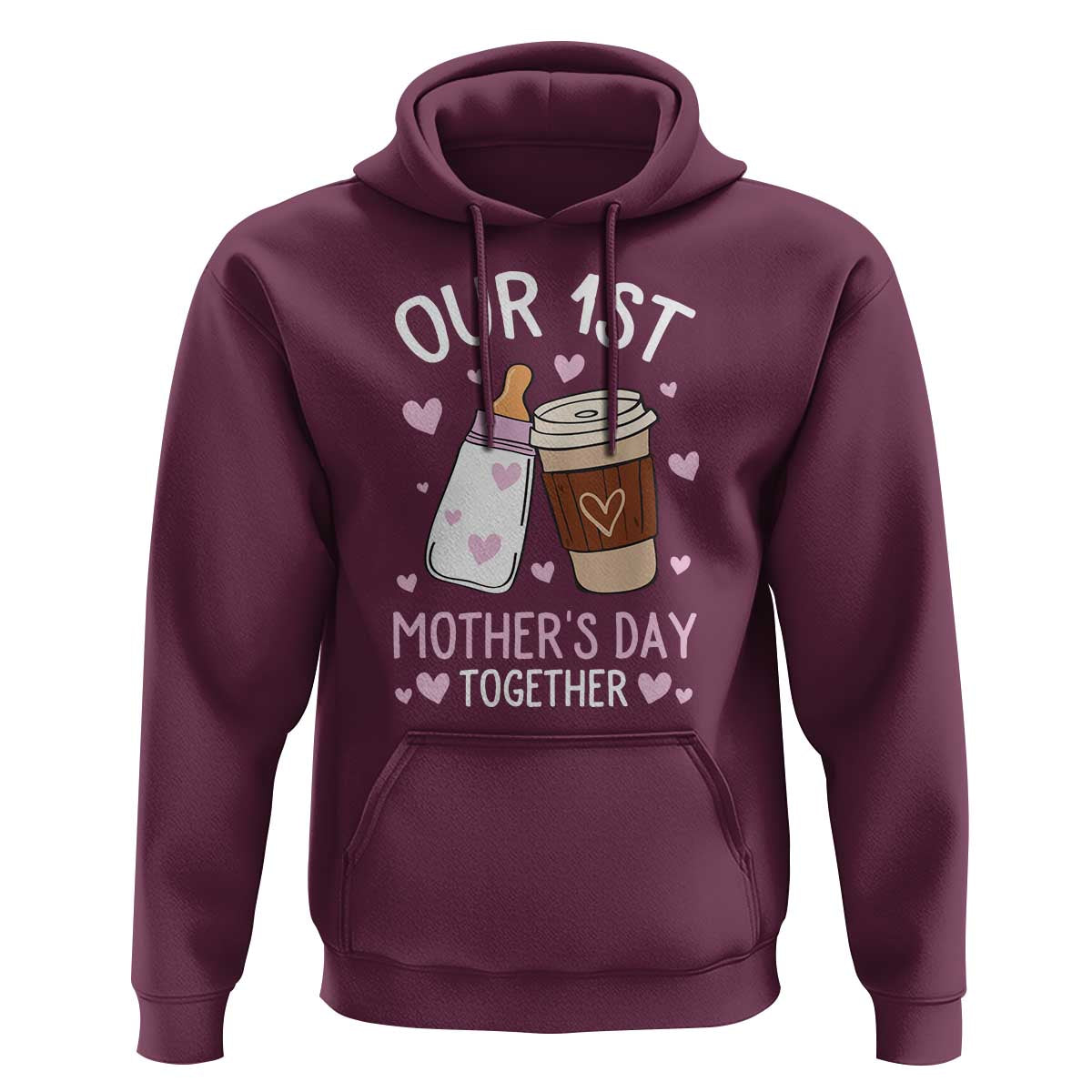Funny Our First Mother's Day Together Hoodie Mom And Baby Matching Milk Coffee