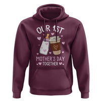 Funny Our First Mother's Day Together Hoodie Mom And Baby Matching Milk Coffee